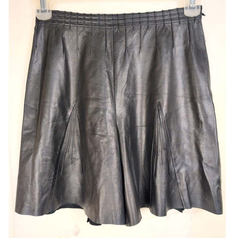 Free People black leather pleated shorts Size 28 Sample Biker Boho Goth Grunge